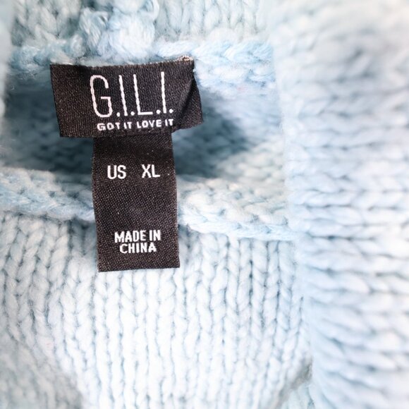 G.I.L.I. Oversized Turtle Neck Sweater Light Blue XL - Picture 3 of 7